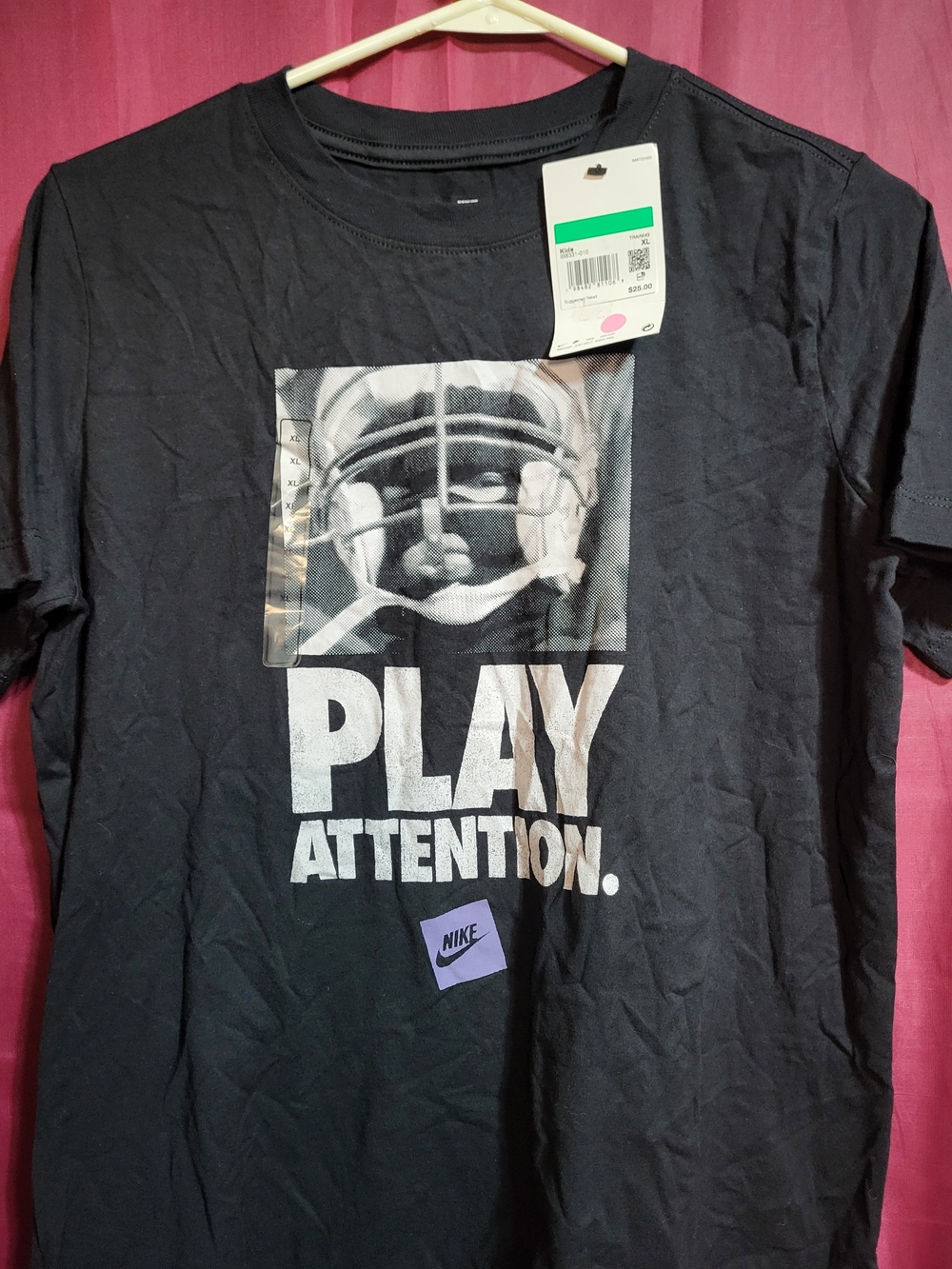 Nike Kids Black 'Play Attention' Graphic T-Shirt